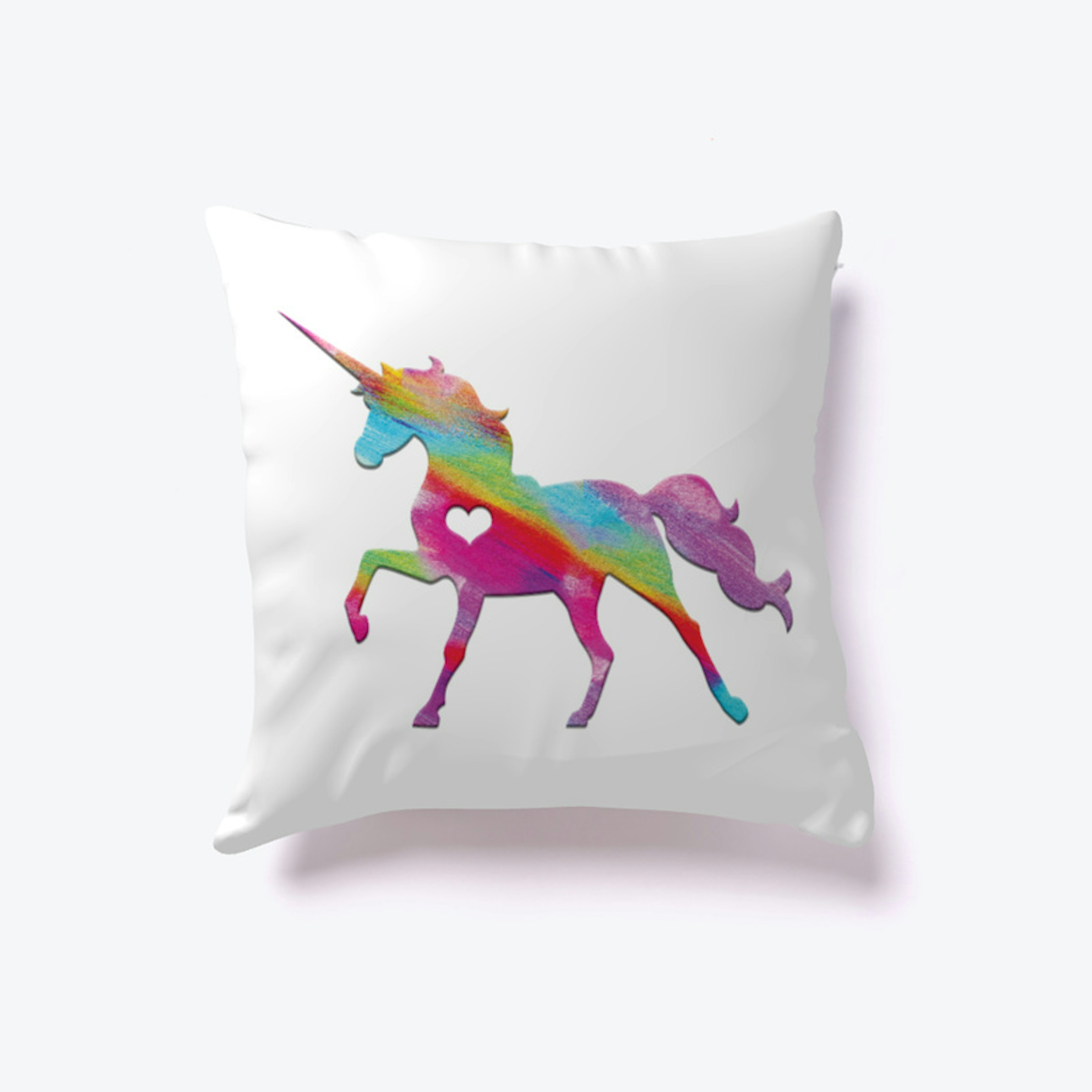 Rainbow Unicorn with Heart Pillow